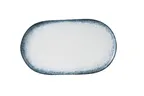 image of Yanco MR-214 - Oval China Plate, 13 5/8" Diameter, White and Blue, Dishwasher Safe - Dozen