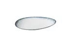 image of Yanco MR-311 - Oval China Plate 11 3/4" W x 7" D x 1 7/8" H White/Blue Dishwasher/MW Safe - Dozen