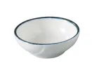image of Yanco MR-502 Dish, 1.5 Oz, 2 7/8" Dia x 1" H, White/Blue China, Dishwasher/Microwave Safe - Dozen