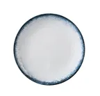 image of Yanco MR-707 Plate 7 1/4" Dia x 3/4" H White/Blue China DW/MW Safe Coupe Rim - Dozen