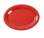 image of Yanco MS-213RD Oval Platter 13" x 10.5" Duty Melamine, Orange Red, NSF, Dishwasher Safe - Dozen