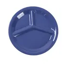 image of Yanco MS-710BU 10" 3‑Compartment Plate, Heavy‑Duty Melamine, Blue, Dishwasher Safe - Dozen