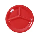 image of Yanco MS-710RD 10" Round 3-Compartment Melamine Plate, Red, Dishwasher Safe, NSF - Dozen