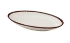 image of Yanco NA-310 Plate,Oval Deep Melamine White/Brown Accent, 10-1/2" W x 5-1/4" D x 1-1/2" H - Dozen