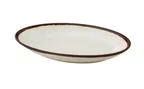 image of Yanco NA-312 Deep Oval Plate, 12½" D x 6¼" W x 2" H, White/Brown Melamine, Dishwasher Safe - Dozen