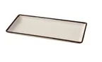 image of Yanco NA-408 Plate, 8-1/2" x 3-3/4" x 1/2" Rectangular Coupe, White/Brown Melamine - Dozen
