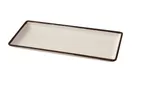 image of Yanco NA-411 Sushi Plate - 10-7/8" D x 4-7/8" W x 3/4" H, Coupe Melamine White/Brown - Dozen