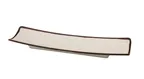image of Yanco NA-414 Sushi/Display Plate, Rect. 12-7/8" x 3-1/2" Melamine White/Brown, Flared Edge - Dozen