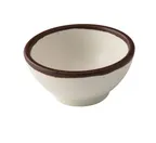 image of Yanco NA-5003 Sauce Dish, 3-1/2" Dia x 1-5/8" H, 4 Oz, Round Melamine, White/Brown Accent - Dozen