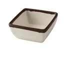 image of Yanco NA-5004 Melamine Sauce Dish, 5 Oz, 3-1/2" x 3-1/2" x 1-1/2" White Brown Accent - Dozen
