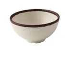 image of Yanco NA-504 - 4½" x 2¼" Round Melamine Bowl, 10 oz (½ qt), White/Brown Accent - Dozen