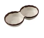 image of Yanco NA-506 Sauce Dish, 4 oz, 3"W x5-3/4"D x1-1/4"H, White/Brown Melamine, Safe - Dozen