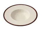 image of Yanco NA-711 Plate, 11-1/2" Dia x 2-1/4" H, 16 oz, Wide Rim Melamine, White/Brown Accent - Dozen