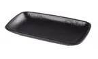 image of Yanco NB-514 Noble Black Rectangular Porcelain Plate, 14" x 7-1/2" x 1-3/4", Rolled Edge - Dozen