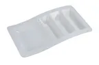 image of Yanco NC-1765 White Melamine Taco Plate, 14-3/4" L x 8-3/4" W x 1-3/4" H, 4-Compartment - Dozen