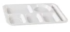 image of Yanco NC-2162 14" x 10" 5‑Compartment Melamine Plate, White, Heavy‑Duty, Dishwasher Safe - Dozen
