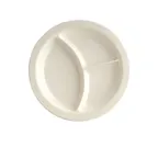 image of Yanco NC-512I 9" Round 3‑Compartment Melamine Plate, Ivory, Heavy‑Duty, Dishwasher‑Safe - Dozen