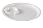 image of Yanco NC-7521 10" Round Tray, White Melamine, 2 Compartments, Heavy-Duty, Dishwasher Safe - Dozen