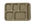 image of Yanco NC-802S 6-Compartment Rectangular Tray 14" x 10", Sand Melamine, Dishwasher Safe - Dozen