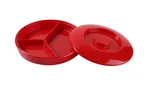 image of Yanco NS-608-1R 8-1/4" Round 3‑Compartment Deep Melamine Platter With Lid, Red, NSF - Dozen