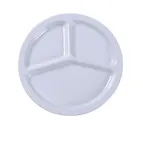 image of Yanco NS-702W 10" White Melamine 3-Compartment Plate, Dishwasher Safe, NSF - Dozen