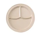 image of Yanco NS-703T - 10" Tan Melamine 3‑Compartment Round Plate, Dishwasher Safe - Dozen