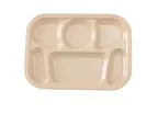 image of Yanco NS-803T - 13" X 9-1/2" Tan Melamine 6-Compartment Platter, Dishwasher Safe, NSF - Dozen