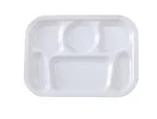 image of Yanco NS-803W - 13" x 9-1/2" White Melamine Platter, 6 Compartments, Dishwasher Safe, NSF - Dozen