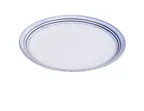 image of Yanco OC-208 Plate – 8" Oval Coupe Rim Porcelain, White/Blue, Dishwasher/Oven/MW Safe - Dozen