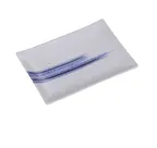 image of Yanco OC-310 Ocean Plate – 10" x 7" Rectangular Porcelain, White with Blue Glazed Design - Dozen