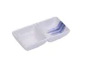 image of Yanco OC-4031 Sauce Dish, Porcelain 5.5" x 3" 2‑Oz Compartments White/Blue Dishwasher Safe - Dozen