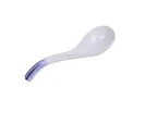image of Yanco OC-7002 Soup Spoon, 6.5" Porcelain White/Blue Design, Dishwasher/Oven/Microwave Safe - Dozen