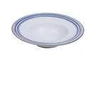 image of Yanco OC-709 Dessert Bowl, 9" Diameter, 9 oz, White Porcelain with Blue Design - Dozen