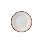 image of Yanco PR-106 Bread Plate, 6 1/4" Dia x 1/2" H, White/Brown China, Dishwasher/MW Safe - Dozen