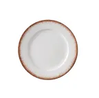 image of Yanco PR-109 Dinner Plate 9 1/4" Dia x 7/8" H China White/Brown Dishwasher & Microwave - Dozen