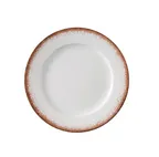 image of Yanco PR-110 Dinner Plate, 10 1/4" x 1" China, White & Brown, Dishwasher/Microwave Safe - Dozen