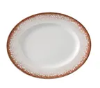 image of Yanco PR-213 Oval China Plate, 12 7/8"W X10 1/8"D X1 1/8"H, White/Brown, Dishwasher Safe - Dozen