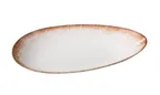 image of Yanco PR-313 Oval Plate, 13 3/4" W x 8 1/4" D x 2 1/8" H, White/Brown China, Safe - Dozen