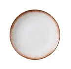 image of Yanco PR-710 Coupe Round Plate, 10 1/4" Dia x 1" H, White & Brown China, Dishwasher Safe - Dozen