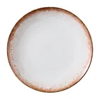 image of Yanco PR-711 Plate, 11 1/4" Dia x 1 1/8" H, White/Brown China, Dishwasher & Microwave Safe - Dozen