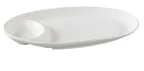 image of Yanco PS-2011 - 11" Oval White Porcelain Compartment Plate 2 Compartments, Dishwasher Safe - Dozen