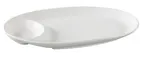 image of Yanco PS-2013 - 13" Oval White Porcelain Plate with Sauce Compartment - Dozen