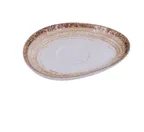 image of Yanco RO-002 Oval Porcelain Saucer, 6" L x 4-1/2" W White/Brown, Dishwasher Microwave Safe - Dozen