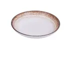 image of Yanco RO-2608 - 8" Round Porcelain Bowl, 20 oz, White/Brown, Dishwasher & Microwave Safe - Dozen
