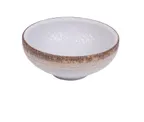 image of Yanco RO-2704 Rice Bowl, 7 oz, 4-3/4" Dia x 2" H, White/Brown Porcelain, Dishwasher Safe - Dozen