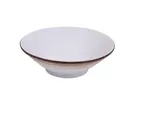 image of Yanco RO-2809 Ramen Bowl, 27 Oz (9" Dia x 2-3/4" H) White/Brown Porcelain, Dishwasher Safe - Dozen