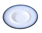 image of Yanco SN-412 Sentry Dessert Plate, 8 oz, 12" Diameter x 1½" H, Round White/Black Melamine - Dozen