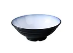 image of Yanco SN-609 – 48 oz (1 qt) Round 9" Dia x 3¼" H, White/Black Melamine, Dishwasher Safe – 1 Dozen