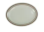 image of Yanco SS-211 Oval Platter, 11-1/2" X 8", Melamine, Beige/Brown Band, NSF, Dishwasher Safe - Dozen