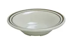 image of Yanco SS-307 - 14 oz Sesame Bowl, 7¼" Dia x 1½" H, Melamine, Beige with Brown Band - Dozen